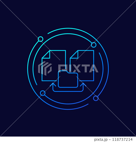 documents and file folder icon, linear design 118737214