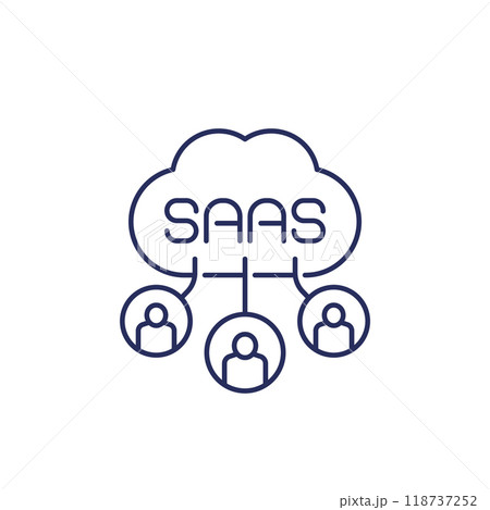 Saas users line icon, Software as a service vector 118737252