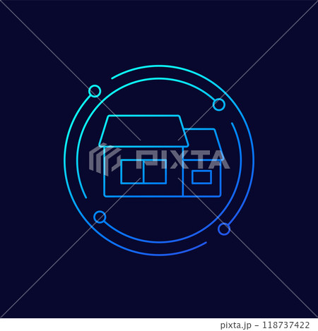 home extension icon, linear design 118737422