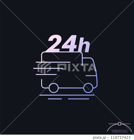 24 hours delivery icon with van, vector 118737423
