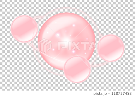 光る惑星や星、美容成分の結合をイメージしたベクターイラスト 118737458