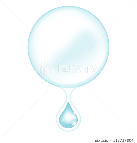 水色の植物由来のオーガニック成分が凝縮された果汁をイメージした雫のベクターイラスト 水色の植物由来のオーガニック成分が凝縮された果汁をイメージした雫のベクターイラスト 118737804