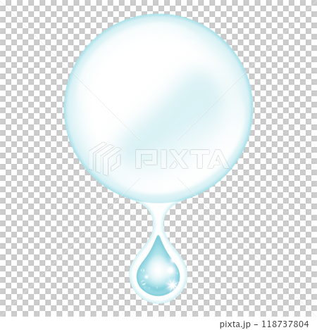 水色の植物由来のオーガニック成分が凝縮された果汁をイメージした雫のベクターイラスト 水色の植物由来のオーガニック成分が凝縮された果汁をイメージした雫のベクターイラスト 118737804