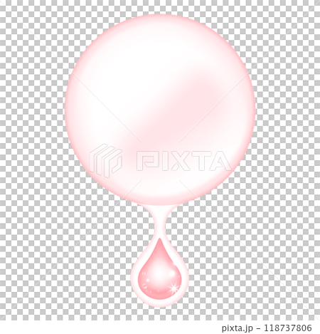 ピンク色の植物由来のオーガニック成分が凝縮された果汁をイメージした雫のベクターイラスト 118737806