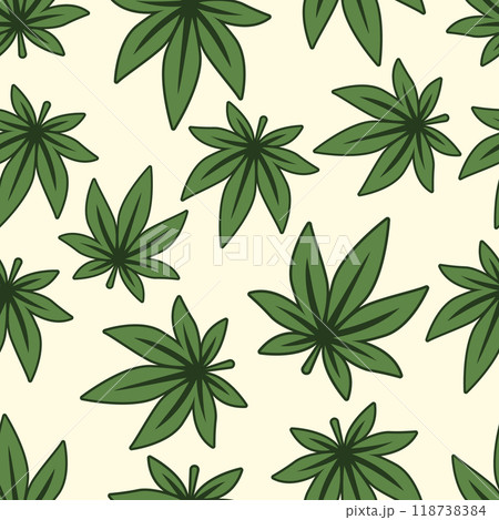 Vector Seamless Pattern with Flat Cannabis Leaves. Hemp, Cannabis Green Leaf on White Background. Seamless Print with Medical Marijuana. Vector Illustration Vector Seamless Pattern with Flat Cannabis Leaves. Hemp, Cannabis Green Leaf on White Background. Seamless Print with Medical Marijuana. Vector Illustration 118738384
