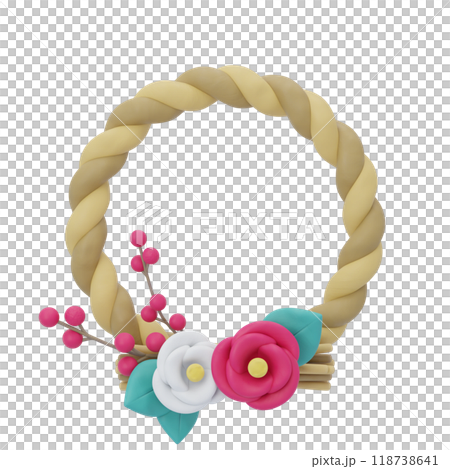 New Year's icon 3D illustration material Shimenawa decoration 118738641
