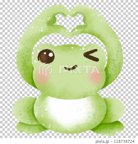 A watercolor hand drawn cute illustration for love valentines day invitations greetings heart printable a frog doing a heart sign 118738724