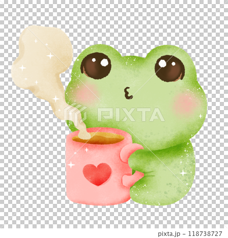 A watercolor hand drawn cute illustration for love valentines day invitations greetings heart printable a frog drinking from a heart mug A watercolor hand drawn cute illustration for love valentines day invitations greetings heart printable a frog drinking from a heart mug 118738727