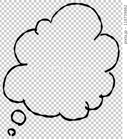 手書き風のふわふわした考え事の吹き出し。シンプルで使いやすいデザインが特徴です。メッセージやコメント 手書き風のふわふわした考え事の吹き出し。シンプルで使いやすいデザインが特徴です。メッセージやコメント 118739862