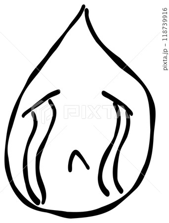 手書き風の絵文字や顔文字で、悲しいや泣く、涙、号泣を表現するデザインです。ペン画のスタイルで描かれた 118739916