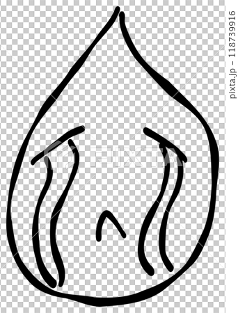 手書き風の絵文字や顔文字で、悲しいや泣く、涙、号泣を表現するデザインです。ペン画のスタイルで描かれた 118739916