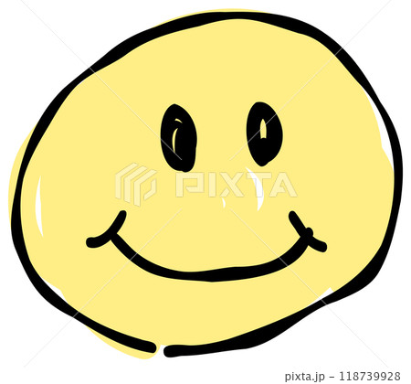 手書き風の笑顔の絵文字。黄色を基調としたシンプルでかわいいデザイン