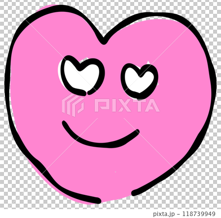 A handwritten-style emoji of a face holding a heart. It features a simple and cute design based on pink. 118739949