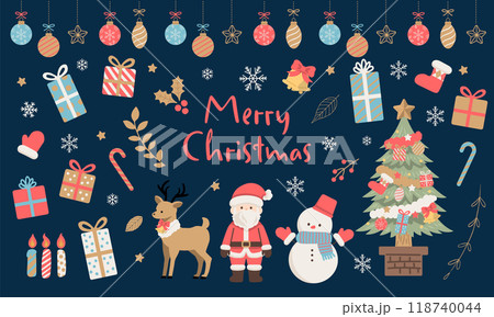 かわいいクリスマスのイラスト素材_3 かわいいクリスマスのイラスト素材_3 118740044