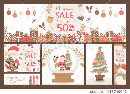 クリスマスのかわいいテンプレートセット_2のイラスト素材 [118740046 