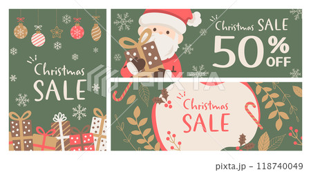 かわいいサンタクロースのクリスマスカードのイラスト 118740049