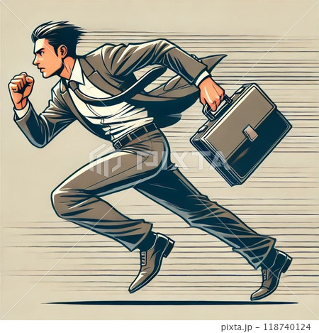 全力疾走するビジネスマンの力強いイラストレーション 118740124