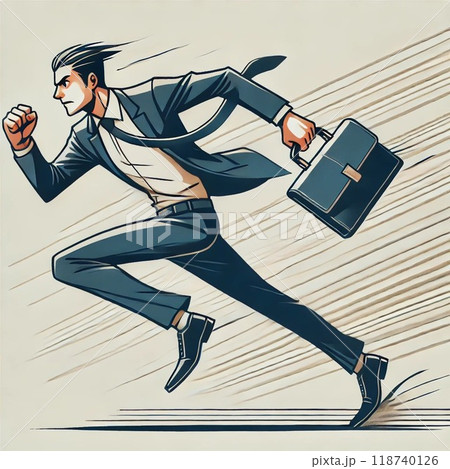全力疾走するビジネスマンの力強いイラストレーション2 全力疾走するビジネスマンの力強いイラストレーション2 118740126