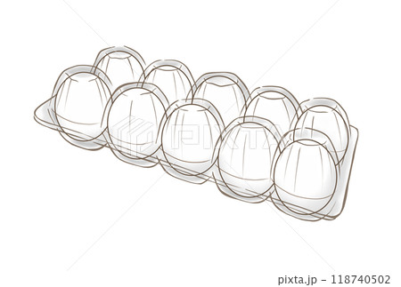 たまごパック 白玉10個入のシンプルなイラスト たまごパック 白玉10個入のシンプルなイラスト 118740502