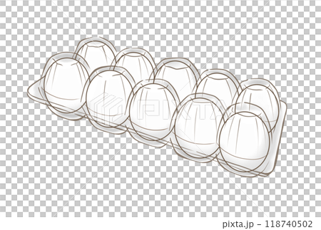 たまごパック 白玉10個入のシンプルなイラスト たまごパック 白玉10個入のシンプルなイラスト 118740502