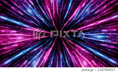 スピード感のある青とピンクの雷のエフェクト背景 118740917