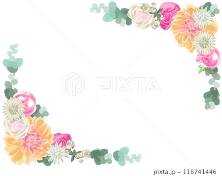バラとダリアのフレーム 118741446