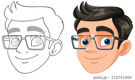 Smiling Man with Glasses Illustration Smiling Man with Glasses Illustration 118741900