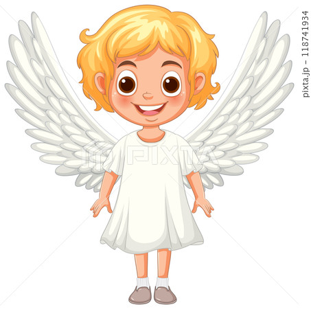 Smiling Angelic Child with Wings Smiling Angelic Child with Wings 118741934