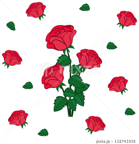 Seamless Red Roses Pattern Seamless Red Roses Pattern 118741938