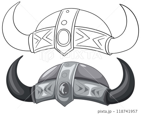 Viking Warrior Helmets Illustration 118741957