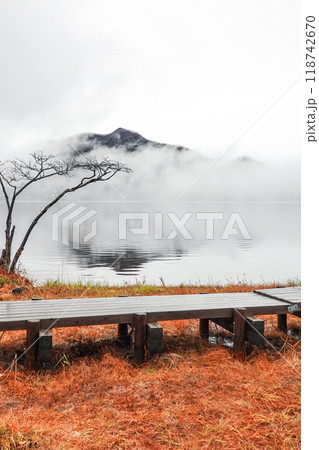 霧に煙る榛名湖（群馬県高崎市榛名湖町） 118742670