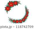 ポインセチアのクリスマスリースイラスト 118742709