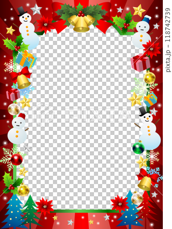 Christmas photo frame, cute, burst, red, vertical Christmas photo frame, cute, burst, red, vertical 118742739
