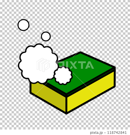 Illustration of a sponge with bubbles 118742841