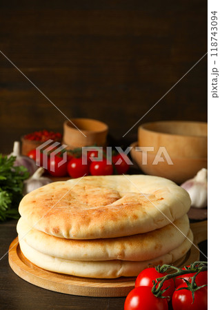 Tasty bakery food concept - delicious Pita, food for making in home 118743094