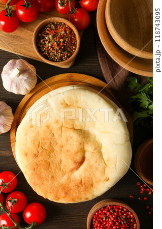 Tasty bakery food concept - delicious Pita, food for making in home 118743095