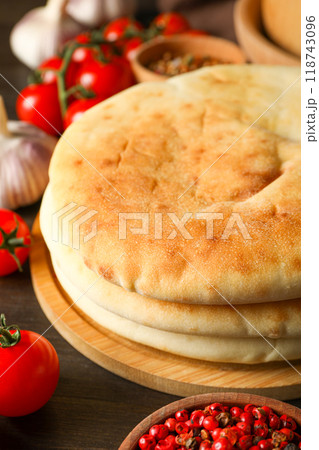 Tasty bakery food concept - delicious Pita, food for making in home 118743096