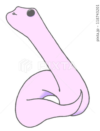 かわいいヘビが左上を見上げるイラスト 118743201