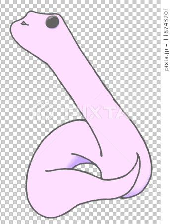 かわいいヘビが左上を見上げるイラスト 118743201