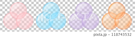 美容成分の結合や構造をイメージした3つの集合のベン図の形状のベクターイラスト 美容成分の結合や構造をイメージした3つの集合のベン図の形状のベクターイラスト 118743532