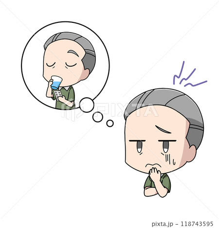 薬の副作用を疑う高齢男性のイラスト 118743595