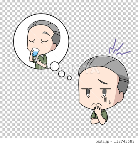 薬の副作用を疑う高齢男性のイラスト 118743595