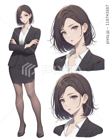 スーツ姿の女性の色々なバリエーションのイラスト 118743887