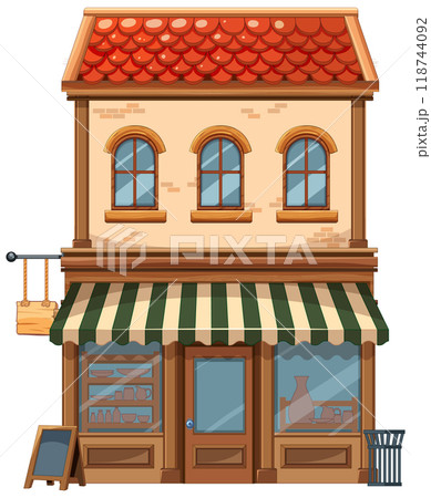 Charming Two-Story Storefront Illustration Charming Two-Story Storefront Illustration 118744092