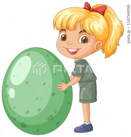 Girl with Dinosaur Egg Girl with Dinosaur Egg 118744098