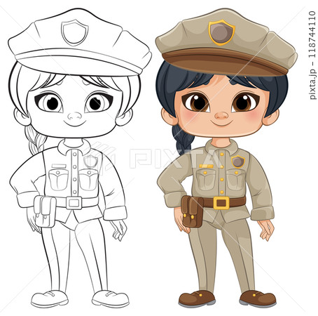Cartoon Girl Police Officer Illustration 118744110