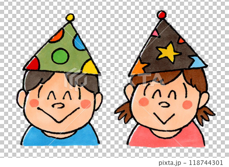 パーティーハットをかぶる子供 118744301