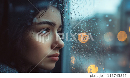 窓から景色を眺める女性 窓から景色を眺める女性 118745835