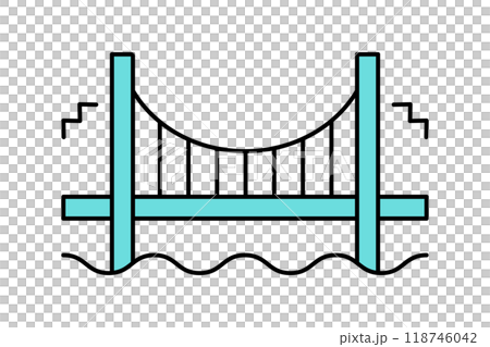 Simple vector icon illustration of a dilapidated bridge 118746042