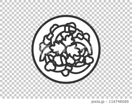 タイ料理の、ラープガイのアイコン（線画）のイラスト 118746080